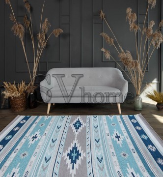 Синтетичний килим ALMINA 127574 01-grey/turkuaz - высокое качество по лучшей цене в Украине.